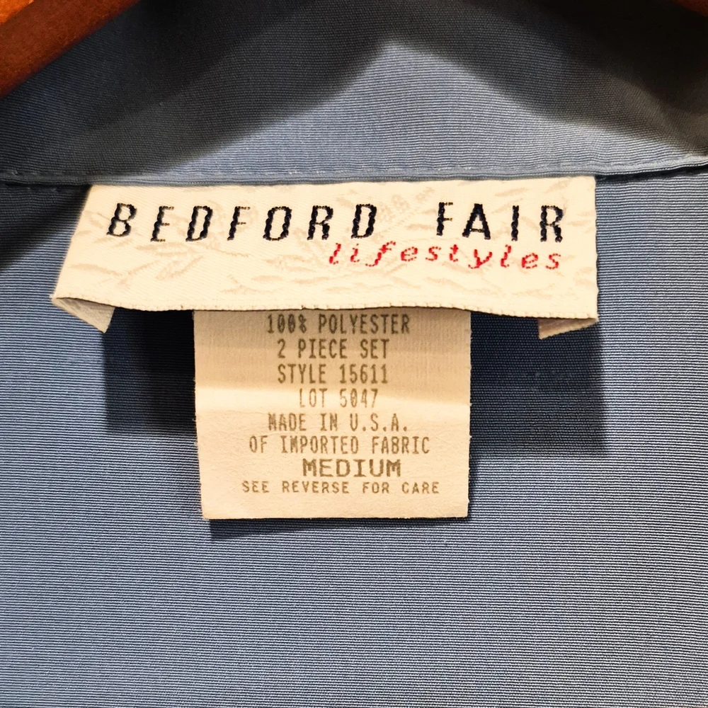 Bedford Fair Blue 2-Piece Blouse & Tank Set | Vintage Style | Size Medium Set - Picture 5 of 7